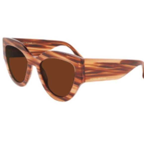 NIB Victoria Beckham VB628S Sunglasses in Striped Brown 230 main image 5